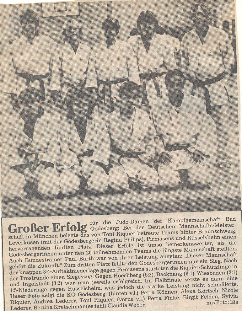 Zeitungsartikel 1. Godesberger Judo-Club e.V. 1984