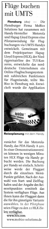 HLX Flugbuchungssystem Mobile