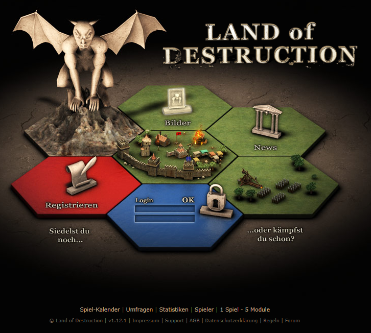 Browsergame "Land of Destruction" (LofD) Startseite