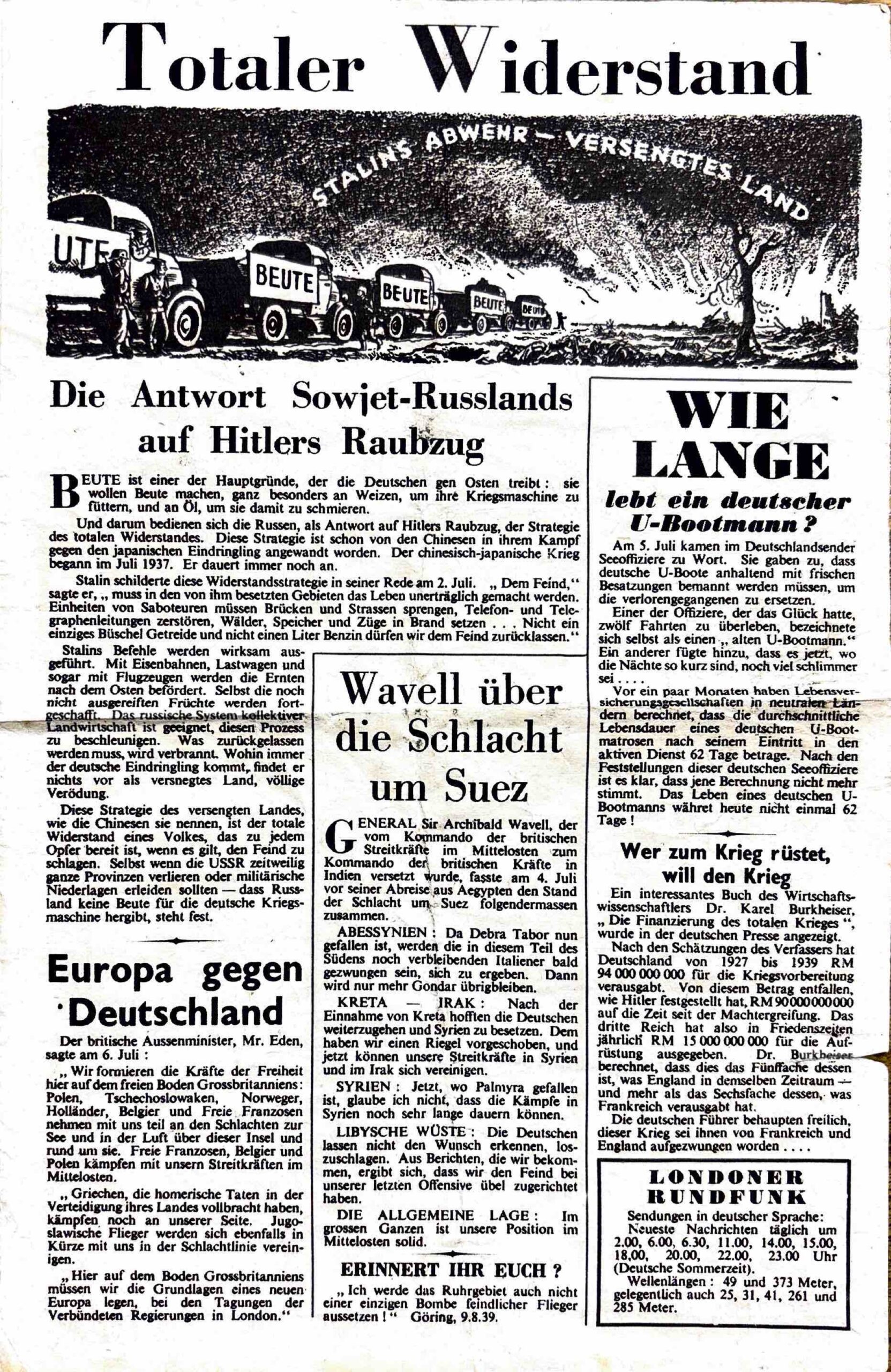 Luftpost der Royal Air Force, II. Weltkrieg, Flugblätter, Nr. 8, 09.07.1941, Seite 3
