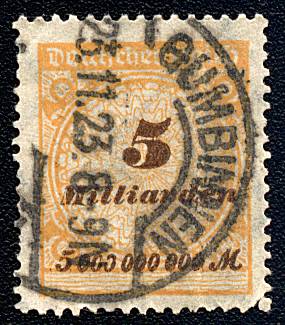 Inflationsbriefmarke Deutsches Reich 1923, 5 Milliarden